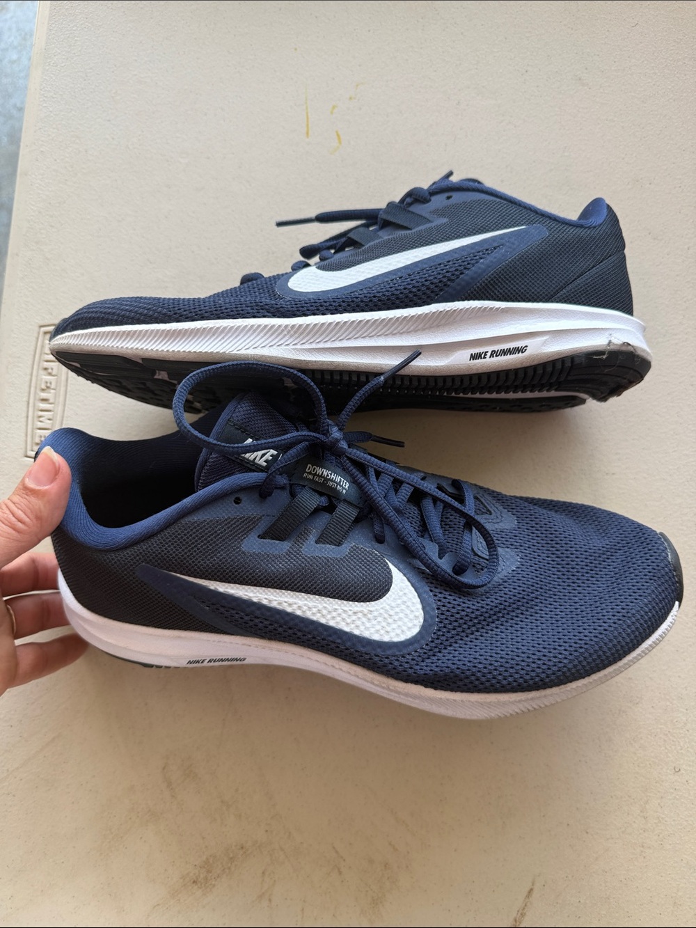 Nike Navy and White Mesh Running Shoes